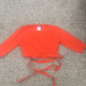 Esprit Orange Wrap Crop Sweater